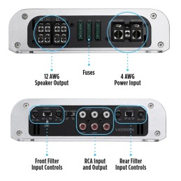 NVX VADM2 2-Channel Full-Range Class D Amplifier 880W Max, 440W RMS High Power, 2/4-ohm stable, High/Low Pass X-over, for