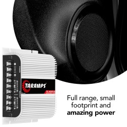 Taramps TS 400x4 400 watts RMS 4 Channels Full Range Car Audio Amplifier, 2 Bridged Channels, RCA Input Class D, Output Power,