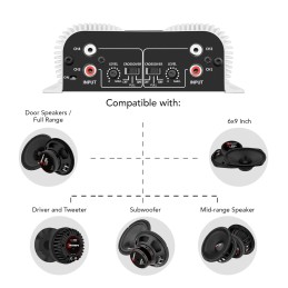 Taramps TS 400x4 400 watts RMS 4 Channels Full Range Car Audio Amplifier, 2 Bridged Channels, RCA Input Class D, Output Power,