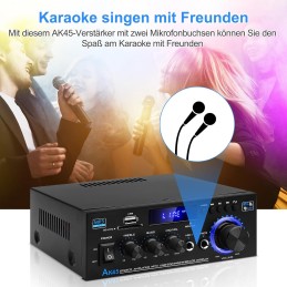 S-299 4.1-Kanal HiFi Verstärker, RMS 40Wx4+50W Bluetooth Mini Audio Verstärker Max. 800W Leistung Passiver Subwoofer Verstärker