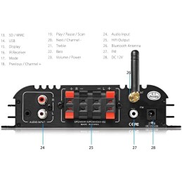 Nobsound Lepy HiFi Stereo Multimedia 4-Channel Bluetooth Power Amplifier Audio Booster USB SD DVD CD FM MP3 for Car Vehicle Home