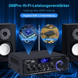 HiFi Verstärker S-288 600W Mini Bluetooth Stereo Audio Verstärker Receiver 12V/ 220V 4 Kanäle Digital Endverstärker