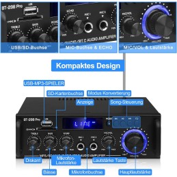 HiFi Verstärker S-288 600W Mini Bluetooth Stereo Audio Verstärker Receiver 12V/ 220V 4 Kanäle Digital Endverstärker