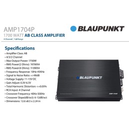 Blaupunkt AMP1704P 1700Watts AB Class Full Range-Full 4-Channel Amplifier