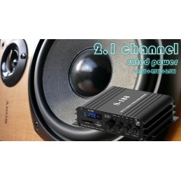 4.1-Kanal Verstärker, 1600W Mini hifi Verstärker, Bluetooth 5.0 für Heimlautsprecher 40W x 4 + Active Subwoofer von 110-240V bis