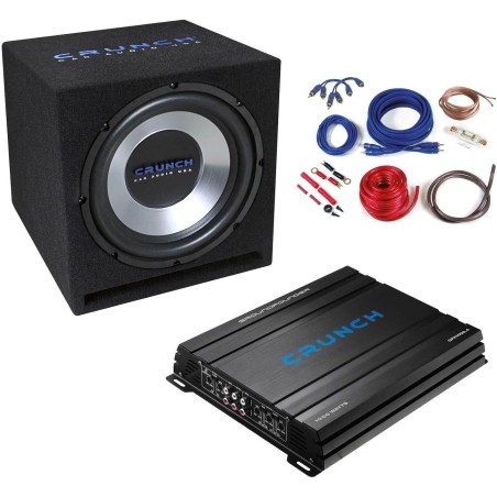 Crunch CBP1000 - Basspaket fürs Auto mit 30cm Subwoofer 4-Kanal Verstärker & Kabelkit - 300mm Subwoofer im Gehäuse