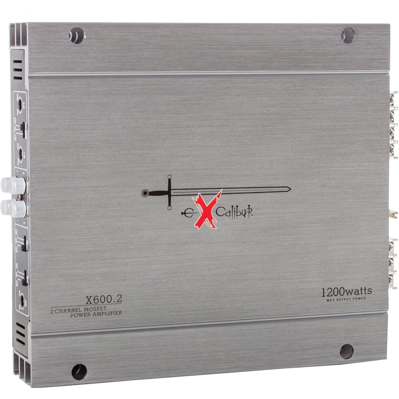 Excalibur X600.2 - Auto Verstärker 2 Kanal - 2X 600 Watt Mosfet HiFi KFZ Endstufe mit Bass-Boost - 1200 Watt Maximum - 2 Ohm