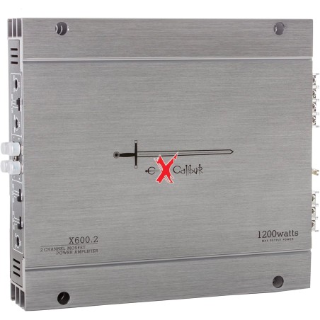 Excalibur X600.2 - Auto Verstärker 2 Kanal - 2X 600 Watt Mosfet HiFi KFZ Endstufe mit Bass-Boost - 1200 Watt Maximum - 2 Ohm