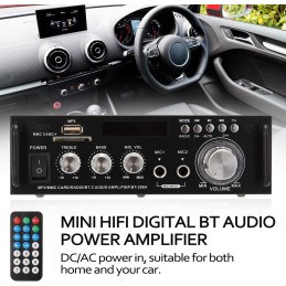 Etlephe 4.1 Kanal 1600W Mini Verstärker,Bluetooth 5.0 Verstärker 50Wx4 + aktiver Subwoofer, Hi-Fi Integrierter