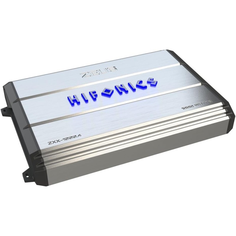 Hifonics ZXX-1000.4 Zeus Four Channel Car Audio Amplifier (Silver) – Class A/B Amp, 1000-Watt, Aluminum Heat Sink, Variable