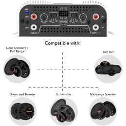 Taramps TS 800x4 Car Audio Multichannel Amplifier 800 Watts Rms 2 Ohms 4 Channel 2 Bridged Channel Full Range Crossover,