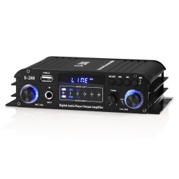 Versatile Mini Stereo Amplifier - Bluetooth 5.0/FM/MIC Input with USB Music Player, 40W×4 Power for Boat, Home, and Car Speakers