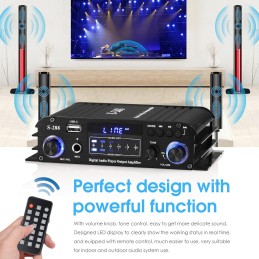 Versatile Mini Stereo Amplifier - Bluetooth 5.0/FM/MIC Input with USB Music Player, 40W×4 Power for Boat, Home, and Car Speakers