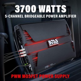 BOSS Audio Systems PV3700 5 Channel Car Stereo Amplifier – 3700 High Output, 5 Channel, 2/4 Ohm Stable, Low/High Level Inputs,