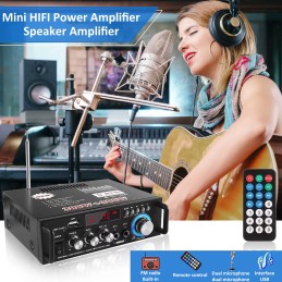 Etlephe Mini Audio Amplifier, Bluetooth 5.0 Stereo Amplifiers, 300W+300W 2 Channel Power Sound Receiver/USB,SD Card,FM Radio,2