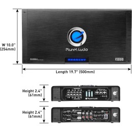 Planet Audio AC1800.5 Anarchy Series 5 Channel Class A/B Car Amplifier - 1800 High Output, High/Low Level Inputs, High/Low Pass