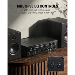 Audio Leistungsverstärker Bluetooth 5.0, Donner 440W Audio Verstärker 4 Kanal, Stereo Receiver mit USB, SD, FM, 2