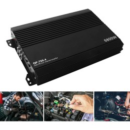 Keenso Channel Amplifier, Car Stereo Amplifier 4 Channel Aluminum Alloy High Heat Dissipation Power Amp for Car Speakers