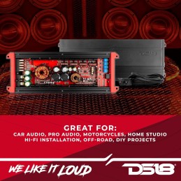 DS18 G4000.5D GEN-X Full-Range Class D 5-Channel Amplifier 4000 Watts Max Power 2/4 Ohm Stable, Bridgeable, High/Low Pass Filter