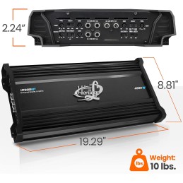 Lanzar 6-Channel Car Audio Amplifier - Wireless Bluetooth Audio Interface, 2 Ohm Stereo Stable with High Pass and Low Pass