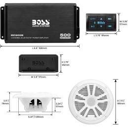 BOSS AUDIO ask902b.6 500 W 4-Channel Bluetooth Amplifier and a 180 W Marine Speakers Pair in Set