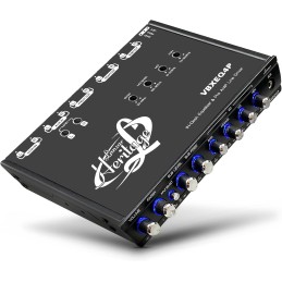 Lanzar 4 Band Parametric Equalizer - 7V RMS Output with Subwoofer Gain Control, Half Din Size 7 x 4.1 x 1 in, Pre-amp Line Aux