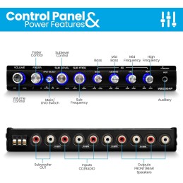 Lanzar 4 Band Parametric Equalizer - 7V RMS Output with Subwoofer Gain Control, Half Din Size 7 x 4.1 x 1 in, Pre-amp Line Aux