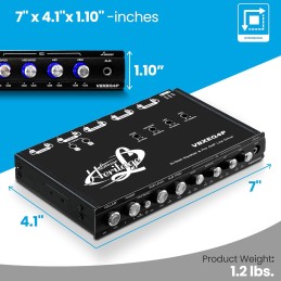 Lanzar 4 Band Parametric Equalizer - 7V RMS Output with Subwoofer Gain Control, Half Din Size 7 x 4.1 x 1 in, Pre-amp Line Aux