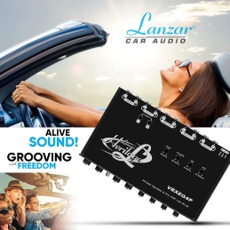 Lanzar 4 Band Parametric Equalizer - 7V RMS Output with Subwoofer Gain Control, Half Din Size 7 x 4.1 x 1 in, Pre-amp Line Aux