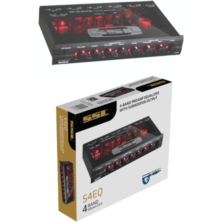 1 Equalizer SOUNDSTORM SSL S4EQ Vorverstärker-Equalizer 4-Band-Frequenzweiche ultraschlank zweifarbige Beleuchtung rot oder