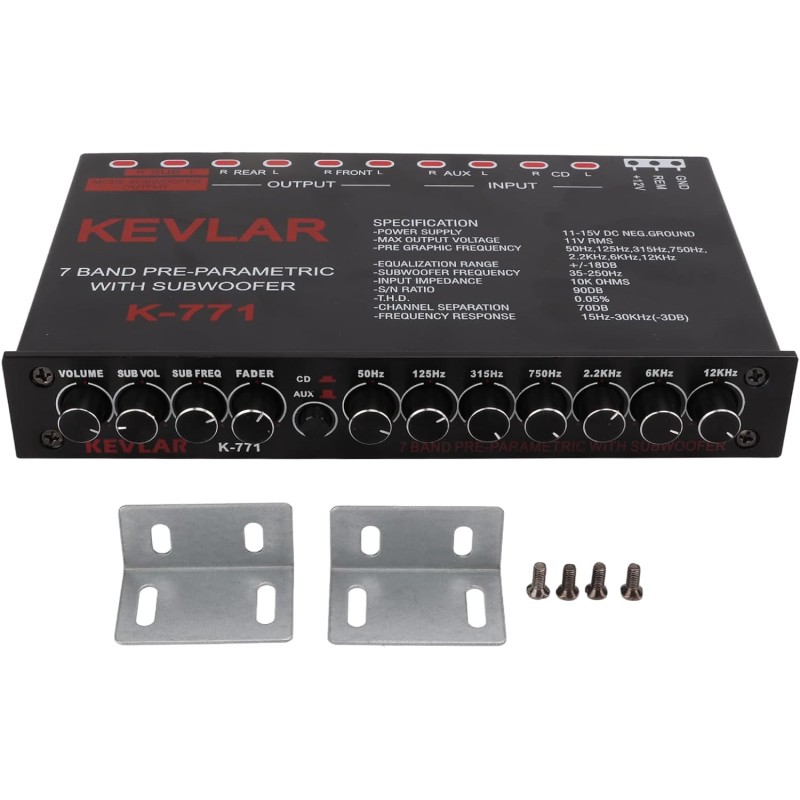 Car Equalizer with 7 Band Graphic Equalizer 7-Band Pre Amp Digital Equalizer Car Audio EQ Car Audio Graphic Equalizer Universal