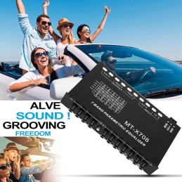 Giilayky 7-Band Car Audio Equalizer, Adjustable 7 Bands EQ Car Amplifier Graphic Equalizer with CD/AUX Input Select Switch,Black