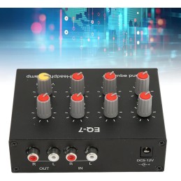 7-Band-Auto-Audio-Equalizer, 3,5-mm-Eingang -Ausgang Eingang 12 DB High Bass-Einstellung Zweikanal-Digital-Equalizer