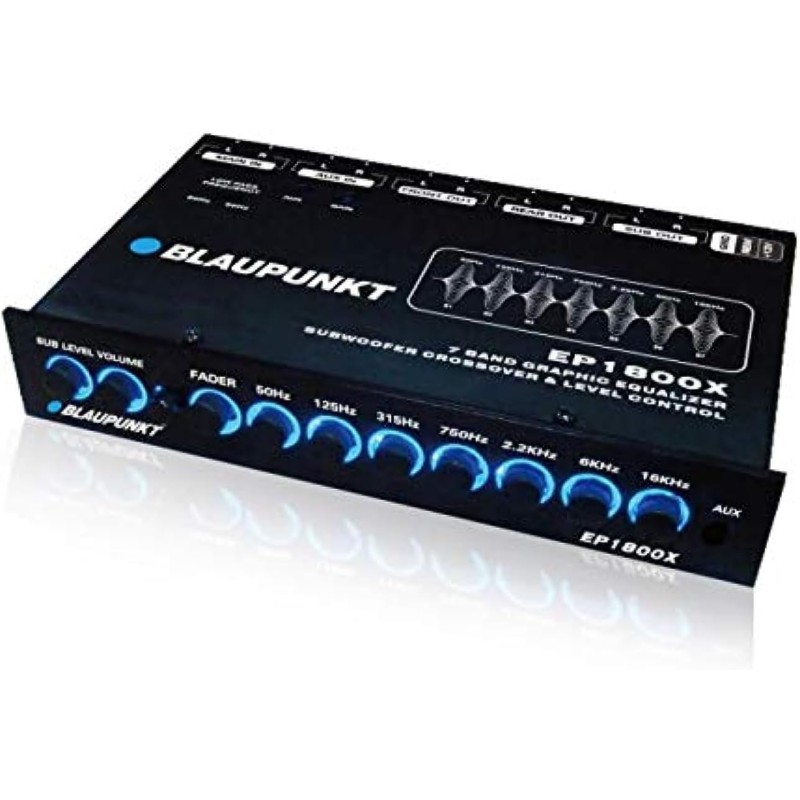 Blaupunkt EP1800X 7-Band Car Audio Graphic Equalizer with Front 3.5mm Auxiliary Input, Rear RCA Auxiliary Input and High Level