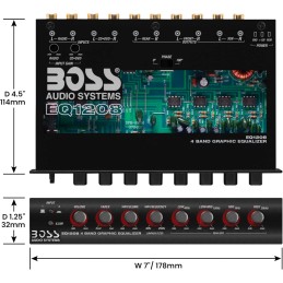 Boss Audio EQ1208 4 Band Amplified Equalizer with Subwoofer Control