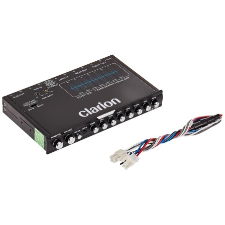 Clarion EQS755 7-Band Car Audio Graphic Equalizer with Front 3.5mm Auxiliary Input, Rear RCA Auxiliary Input and High Level