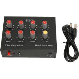 Goshyda 7-Band-Car-Audio-Grafik-Equalizer, 3,5-mm-Eingangsschnittstelle Unterstützt 4-poligen Stecker, 5-fache Verstärkung,