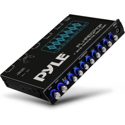 Pyle 7 Band Parametric Equalizer - 7 Volt RMS Pre-Amp Output with Subwoofer Gain Control, and 3 Input Sources Selectable, Blue