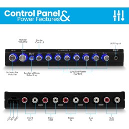 Pyle 7 Band Parametric Equalizer - 7 Volt RMS Pre-Amp Output with Subwoofer Gain Control, and 3 Input Sources Selectable, Blue