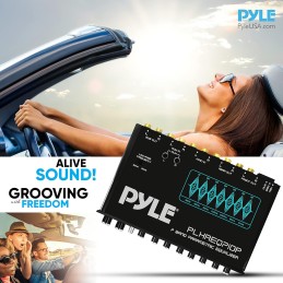 Pyle 7 Band Parametric Equalizer - 7 Volt RMS Pre-Amp Output with Subwoofer Gain Control, and 3 Input Sources Selectable, Blue