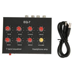 7 Band Car Equalizer, Digital Car Graphic Equalizer with 3.5mm Auxiliary Input Output Adjustable Dual Channel for Boat RV RTV