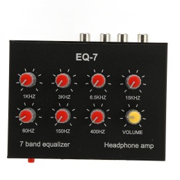 7 Band Car Equalizer, Digital Car Graphic Equalizer with 3.5mm Auxiliary Input Output Adjustable Dual Channel for Boat RV RTV