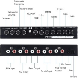 BLASHRD 2X 7-Band Car Audio Equalizer, Adjustable 7 Bands EQ Amplifier Graphic Equalizer with CD/AUX Input Select Switch,Black