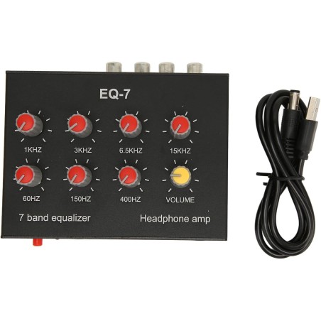 7-Band-Sound-Equalizer, DC5V-12V RCA-Ausgang, 12 DB Hohe Basseinstellung, Digitaler Zweikanal-Equalizer aus Aluminiumlegierung