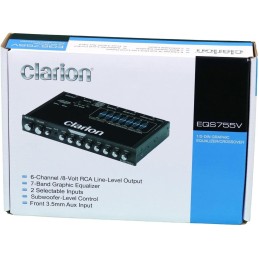 CLARION EQS755V 7-Band Car Audio 1/2-DIN Size Car Graphic Equalizer/Crossover with Front 3.5mm Auxiliary Input, Rear RCA