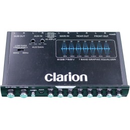 CLARION EQS755V 7-Band Car Audio 1/2-DIN Size Car Graphic Equalizer/Crossover with Front 3.5mm Auxiliary Input, Rear RCA