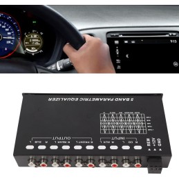 Car Audio Equalizer, 5 Band EQ Tuning Crossover Amplifier Graphic Equalizer, Precise Tuning, CD AUX Input Select Switch, Front