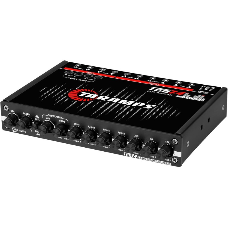 Taramps TEQ 7.4 Stereo 7-band Graphic Equalizer Car Audio Rca Input/Output, Auxiliary Gain, Fader Control 2 Input Channel 3