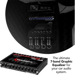 Taramps TEQ 7.4 Stereo 7-band Graphic Equalizer Car Audio Rca Input/Output, Auxiliary Gain, Fader Control 2 Input Channel 3