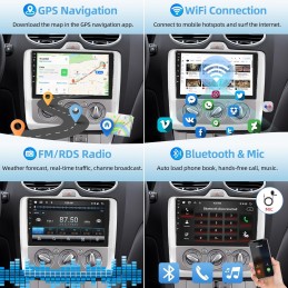 Podofo Autoradio für Ford Focus 2004 2005 2006 2007 2008 2009 2010 2011 mit Wireless Carplay Android Auto 2+64G 9 Zoll Android